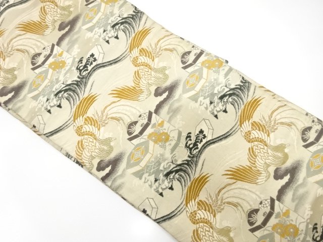 JAPANESE KIMONO / ANTIQUE NAGOYA OBI / WOVEN PHOENIX